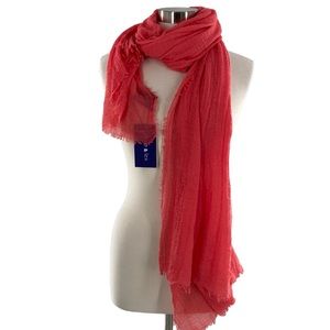 Chloe & Lex Womens Salmon Gauze Fringed Oversize Rectangular Scarf  37 x 70 New